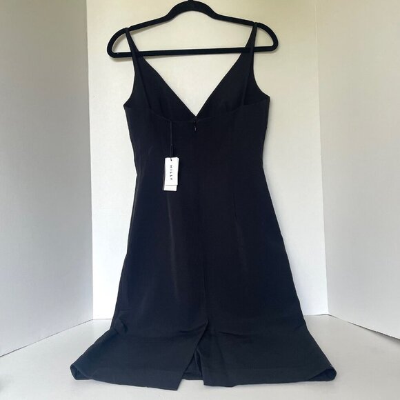 Milly Black Bodycon Dress 2 Sleeveless V-Neck Tailored Knee-Length Sheath - Picture 3 of 10